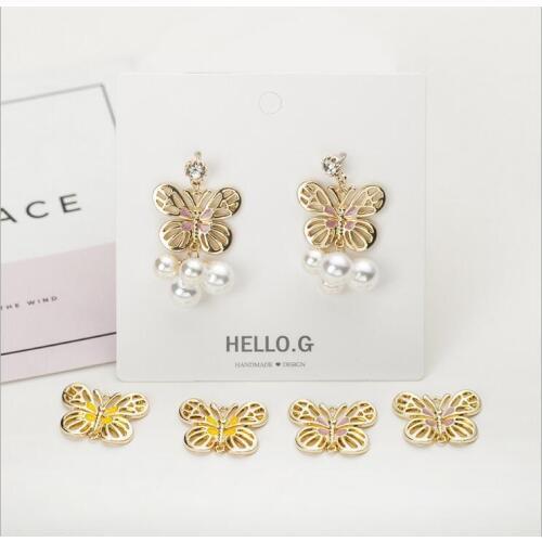 10pcs Color protection electroplating hollow drop butterfly pendant DIY homemade earrings accessories handmade materials