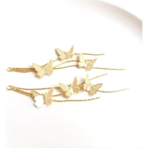80MM 14K Gold Color Plated Butterfly Tassel Earrings Charms Pendants High Quality Diy Jewelry Accessories