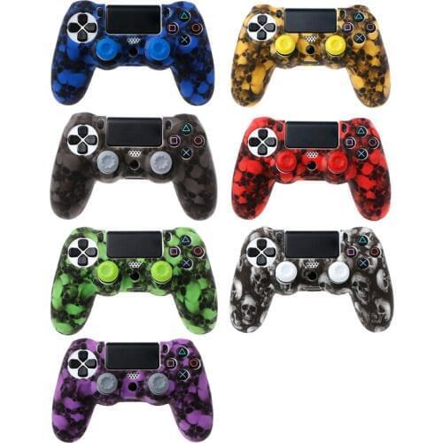 Skull Silicone Gamepad Cover Case + 2 Joystick Caps For PS4 Pro Slim Controller Drop Shipping Support