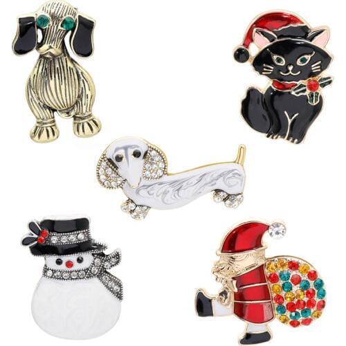 Cute Christmas Brooch Pin Fashion Santa Claus Cartoon Snowman Christmas Tree Child Christmas Ornament Gift