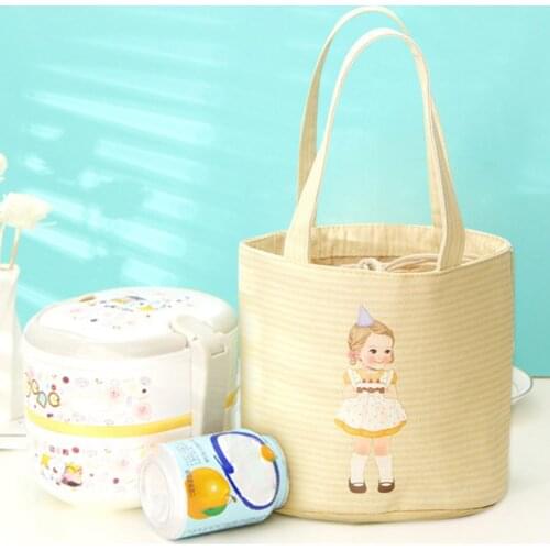 Lunch Box Portable Insulated Canvas Thermal Food Picnic Bags Easily Carrying Elements Storage Bag for Women Children