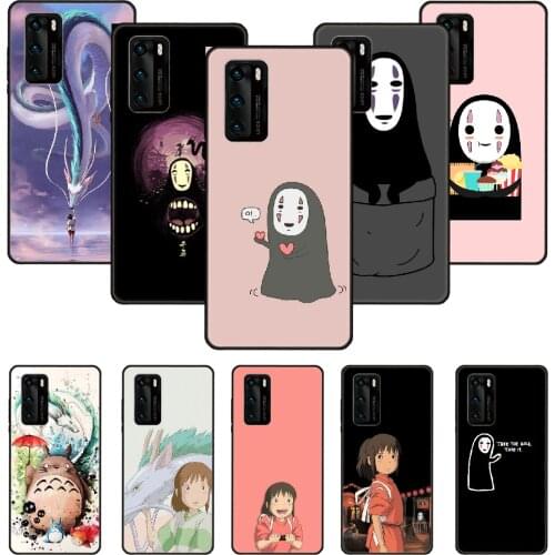 Phone Case For Huawei P20 P30 P40 P Smart Z + P10 Mate 30 10 20 Lite Pro Black Cover Shell Studio Ghibli Spirited Away Totoro