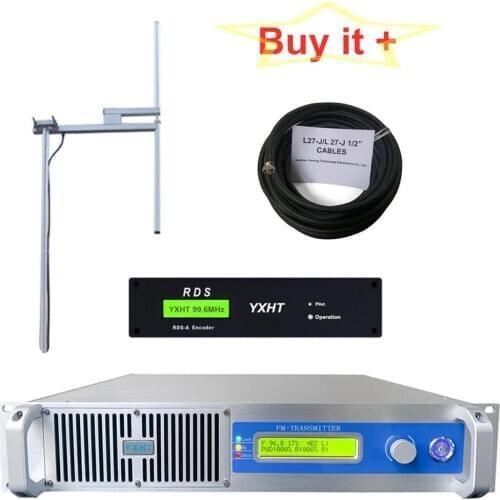 500W FM Broadcast Transmitter+1-Bay Antenna + 30 Meters Cables with Connector With Digital Rds Encoder Radio Data System Encoder