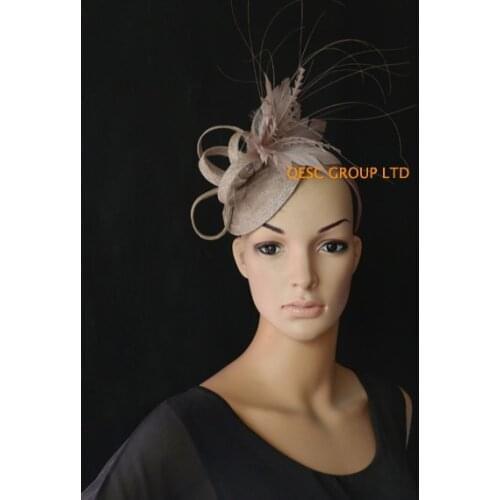 NEW 20 colours Oyster pink Sinamay fascinator Feather Fascinator for Royal Ascot Derby Kentucky Hat Wedding.FREE SHIPPING