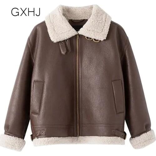 Women Lambs wool motorcycle clothing women winter 2020 new Lady fur coat short jacket thick winter coat Warm Short Parkas Women