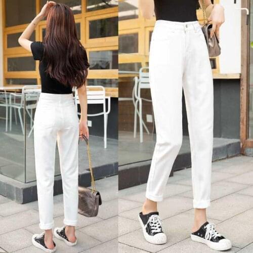 Woman Jeans Pants Beige Jeans Womens Autumn And Winter High Waist Loose Radish White Pants Pantalones Vaqueros Mujer