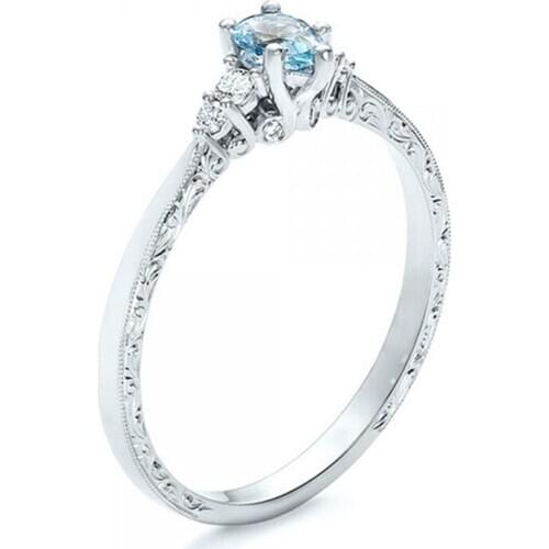 Drop Water Shaped Blue Zircon Rings Women Rhinestone Wedding Engagement Elegant Ladies Rings Jewelry Fashion Gift