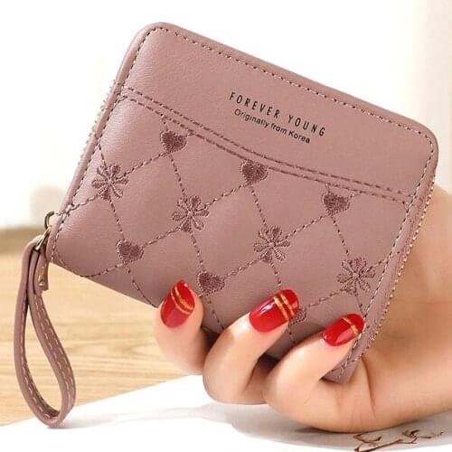 Women Short Coin Purse Flower Wallets Zipper Moneybags Pocket Card Bag Woman Mini Wallet Girls Lady Purses Wristlet Billfold Bag