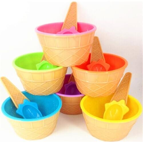 1Set Ice Cream Bowl Spoon Clear/Fluffy Slime Box Popular Kids Food Play Toys for Children Charms Lizun Clay DIY Kit Accessories