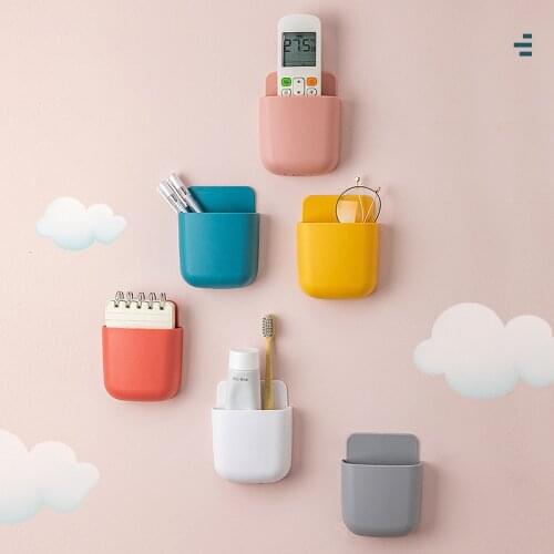 1PC Wall Mounted Storage Box Remote Control Storage Organizer Case For Air Conditioner TV Mobile Phone Plug Holder Stand 1PC