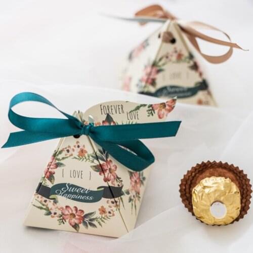 10pcs/lot Green Love Sweet Happiness Wedding Candy Box Double Size Can Used Christmas New Year Party Favor Gift Box With Ribbon