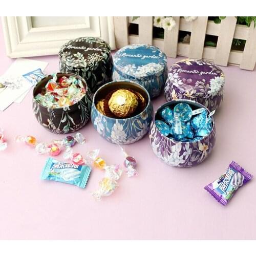 10pcs Mini Elegant Flower Tin Box DIY Candle Jar Balm Round Empty Lipstick Case candy box