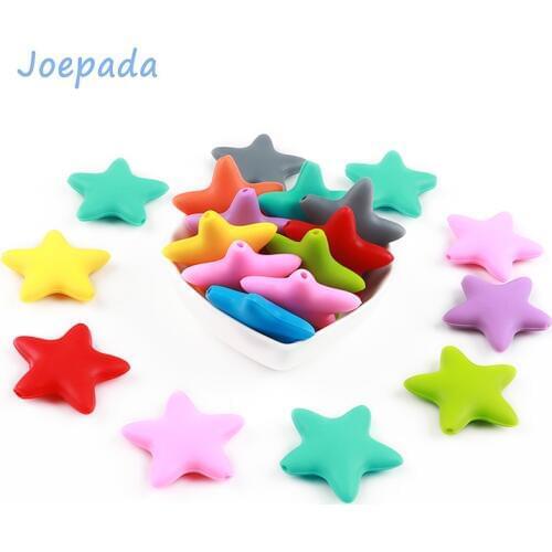 Joepada 10Pcs Star Silicone Baby Teething Beads Food Grade Material for DIY Baby Teething Necklace Oral Care Baby Teether
