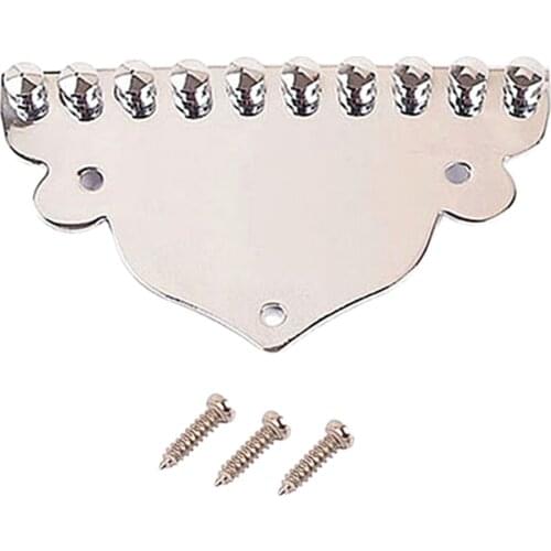 10 Strings Metal Mandolin Tailpiece Parts with 3 Mounting Screws Steel 10-String Mandolin Tailpiece