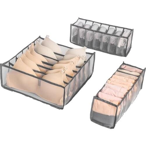 3-PCS Underwear Socks Mesh Storage Boxes Drawer Type Separation Lattice Men Women Cosmetics Toys Finishing Grid Household