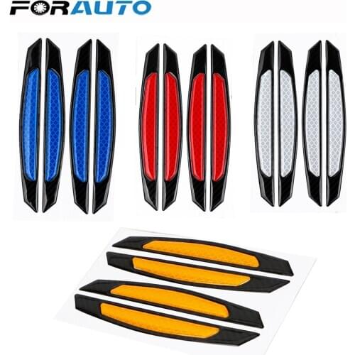 4 Pieces/pack Anti-collision Car Door Bumper Sticker Warning Safety Mark Auto Side Anti-scratch Strip Car Reflective Strip