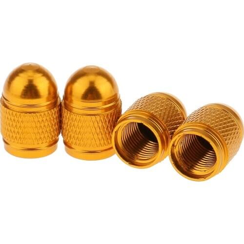 4x Aluminum Style Rim Valve/Wheel Air Port Cover Stems Cap Gold