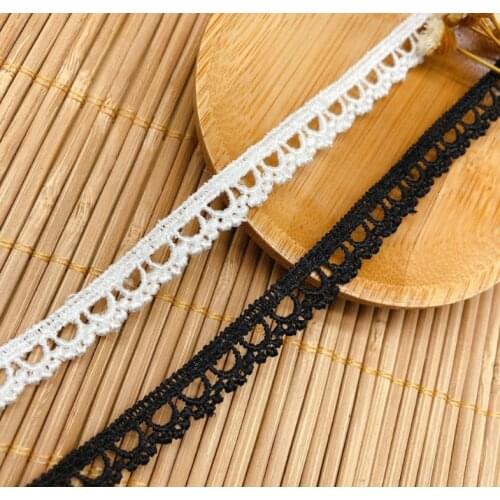 5 Yards White Black Pretty Water Soluble Polyester Lace Trim Curtain Lace Trimming Ribbon for Clothes Handmade Crafts 8mm