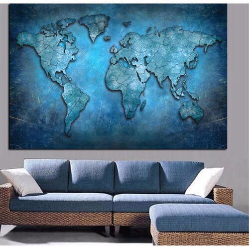 Abstract 3D World Map Canvas Painting Modern Globe Map HD Print On Canvas for Office Meeting Room Picture Wall Art Cuadros Decor