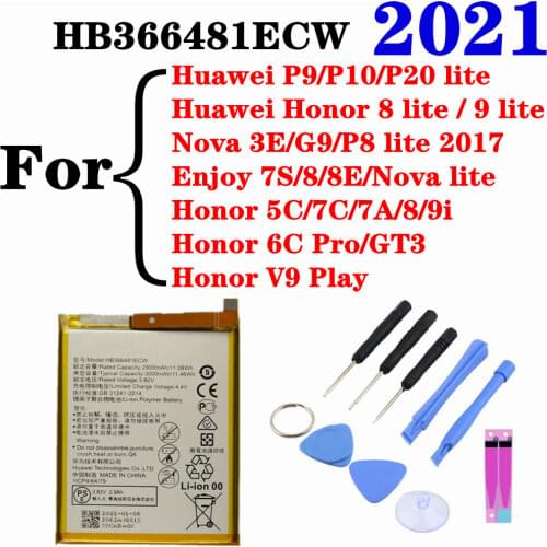 HB366481ECW Battery For Huawei P9/P10/P20 lite/Honor 8 lite / 9 lite/P8 lite 2017/Enjoy 8E/Nova lite/Honor 8/9i/Honor 6C Pro/GT3