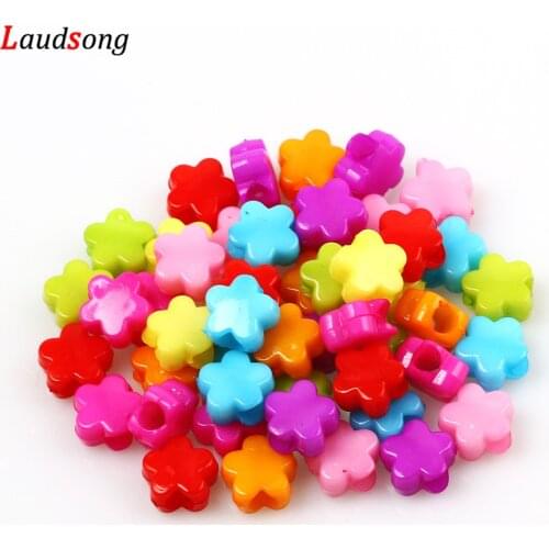 50Pcs 9mm Mixed Color Acrylic Loose Spacer Flower Beads For Jewelry Making Bracelet Necklace DIY Accessories