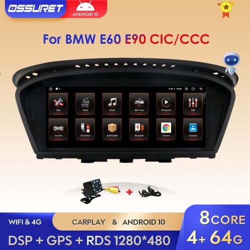 4G Ram+64G Rom Android 10 Car multimedia player for BMW 5 Series E60 E61 E63 E64 E90 E91 E92 CCC CIC iDrive Radio GPS Car Play