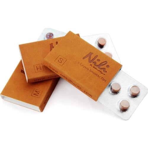 Free shipping 3pcs/lot Original Taiwan 11mm NILI Brown Professional 6 layers pigskin leather Billiard Snooker cue tips in S/M/H