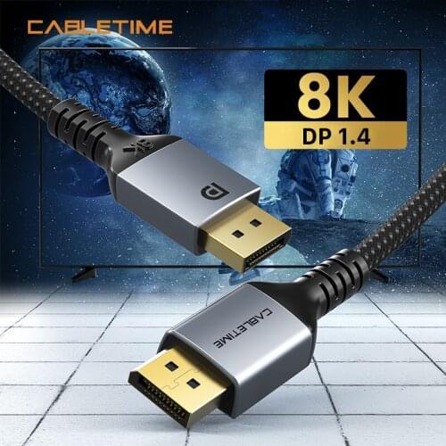 CABLETIME 8K DisplayPort 1.4 Cable Ultra High Speed 32.4Gbps 144Hz Display Port Adapter 4K HDR for PC N326