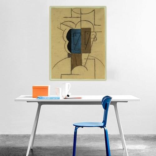 Citon Pablo Picasso《Head of a Man with a Hat》Canvas Art Oil Painting Abstract Poster Painting Picture Wall Decor Home Decoration