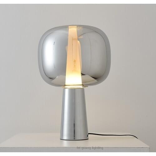 Designer table lamp bedroom bedside lamp study room lamp Nordic minimalist creative golden glass decoration table lamp E14 led