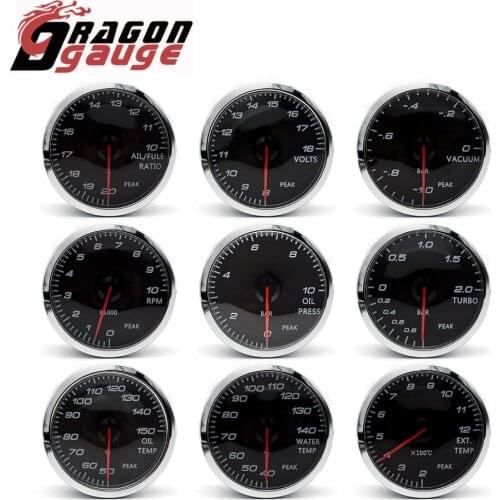 DRAGON GAUGE 60mm Tachometer Voltmeter Boost Gauge Vacuum Gauge Air Fuel Ratio Water Temp Oil Temp Oil Press EGT Gauge Car Gauge