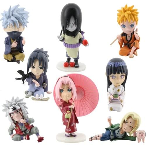 8Pcs Anime Naruto Figures PVC NARUTO Action Figure Uzumaki Kakashi Q Version Doll Statue Collection Cartoon Kawaii Kids Toy Gift