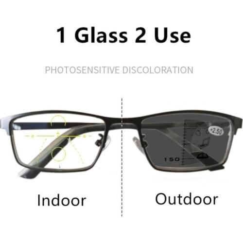 Transition Photochromic Progressive Reading Glasses Multifocal Bifocal Men Women Anti-Blue-Ray Resin Presbyopic glasses 1.5 2.0