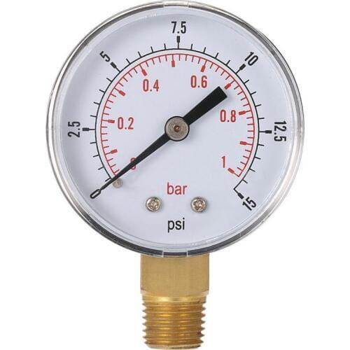0~1bar 50mm Water Pressure Gauge Meter 1/4 inch NPT Thread Manometer TS-50-15psi