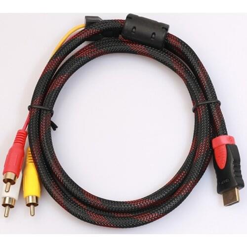 HDMI to RCA Cable HDMI Male to 3RCA AV Composite Male M/M Connector Adapter Cable Cord Transmitter N