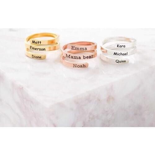 YSH new personalise 925 Sterling Silver Three Names Engraving Custom Couple Ring Mother Family Ring fashion Custom Jewelry gifts