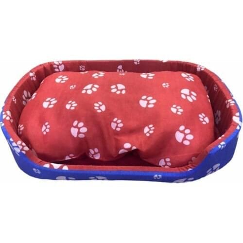 Ksburda Pet Cat Dog Fiber Detachable Pillow Bedding Red Pattern
