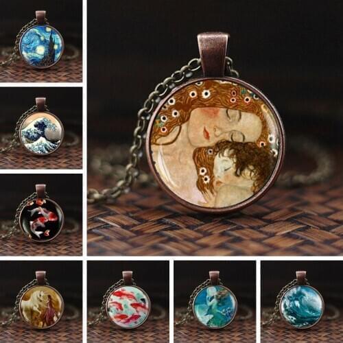Mother and Child Gustav Klimt Art Pendant Mother and Child Art Necklace Art Jewelry Birthday Gift Christmas Gift