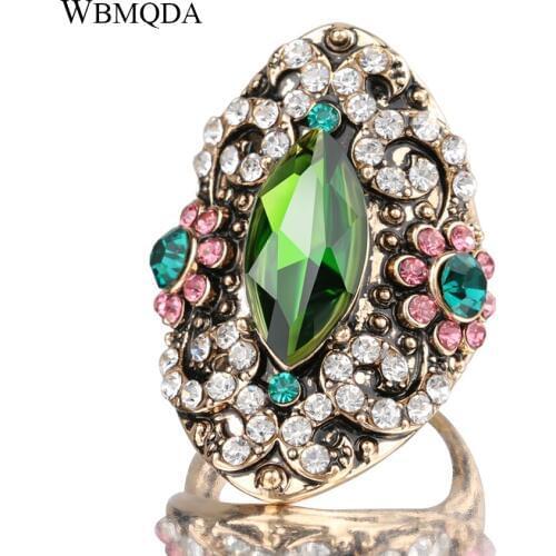 Fashion Bohemian Engagement Rings For Women Antique Gold Crystal Ring Trending Vintage Statement Jewelry 2018 Free Shipping