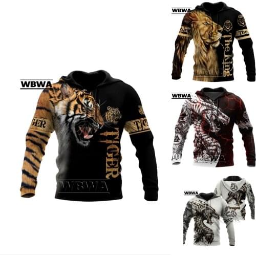 Brand fashion autumn hoodie senior tiger skin 3D printed mens sweatshirt unisex pullover casual jacket