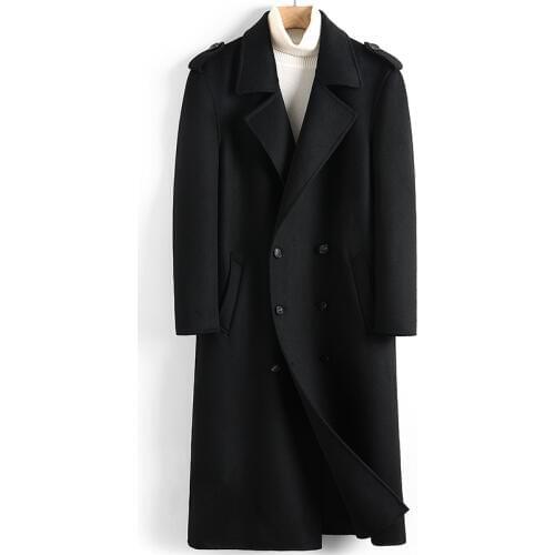 2020 New Wool Coat Men Long Jacket Double-breasted Casual Mens Coats Overcoat Spring Autumn Windbreaker Manteau Homme 4822