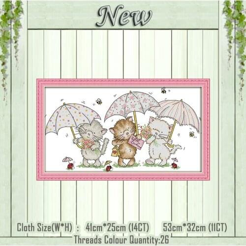 The three little kittens decor diy painting Counted Printed on canvas DMC 11CT 14CT Cross Stitch kits Needlework Sets embroidery