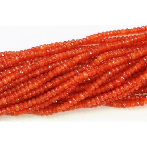 Natural stone orange red jades stone 2x4mm chalcedony faceted abacus loose beads handmade high quality findins jewelry 15" B577
