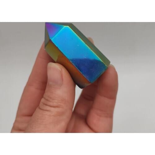 4-5cm Natural crystal primitive electroplated Colourful crystal column single crystal hexagonal prism specimen