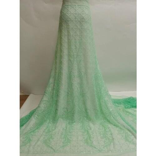 Nigerian African Lace Fabrics with beads S-6186811 High Quality Lace Material French Tulle Lace Fabric For Dress Sewing