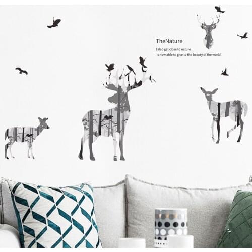 Nordic Forest Elk Wall Stickers Modern Living Room Decoration Aesthetic Teen Bedroom Home Mural Boys Girls Room Decor Wallpaper