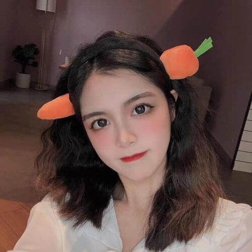 New Korean Cute Cartoon Headbands for Women Carrot Fish Through The Head Head Bands Girl Funny Cosplay Party Hair Accessories