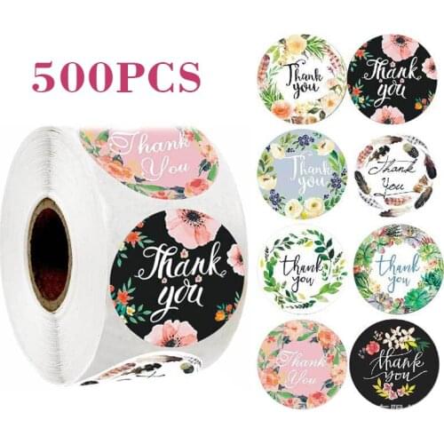 New 1 Roll Flower Pattern Thank You Stickers Label Seals For Wedding Baby Shower Make Handicraft Gifts And Seals