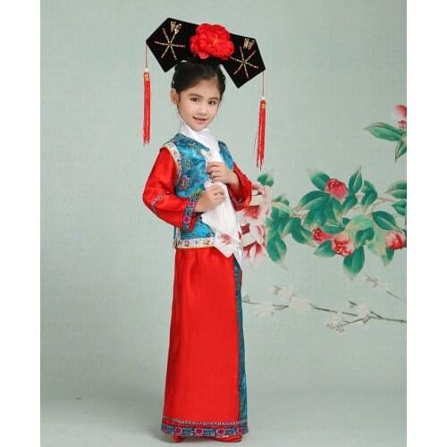 New Chinese Ancient Princess Costume for Girl Children The Qing Dynasty Princess Clothes Kids Chinese Traditional Costume