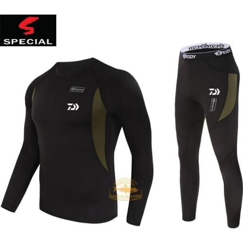 Daiwa Fishing Clothes Autumn and Winter Mens Outdoor Hiking Running Base Breathable Suit Fleece Warm Fishing Clothes